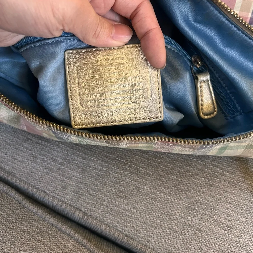 Coach Poppy Madras Tartan Pastel Plaid Hobo Shoulder Bag - Picture 12 of 13